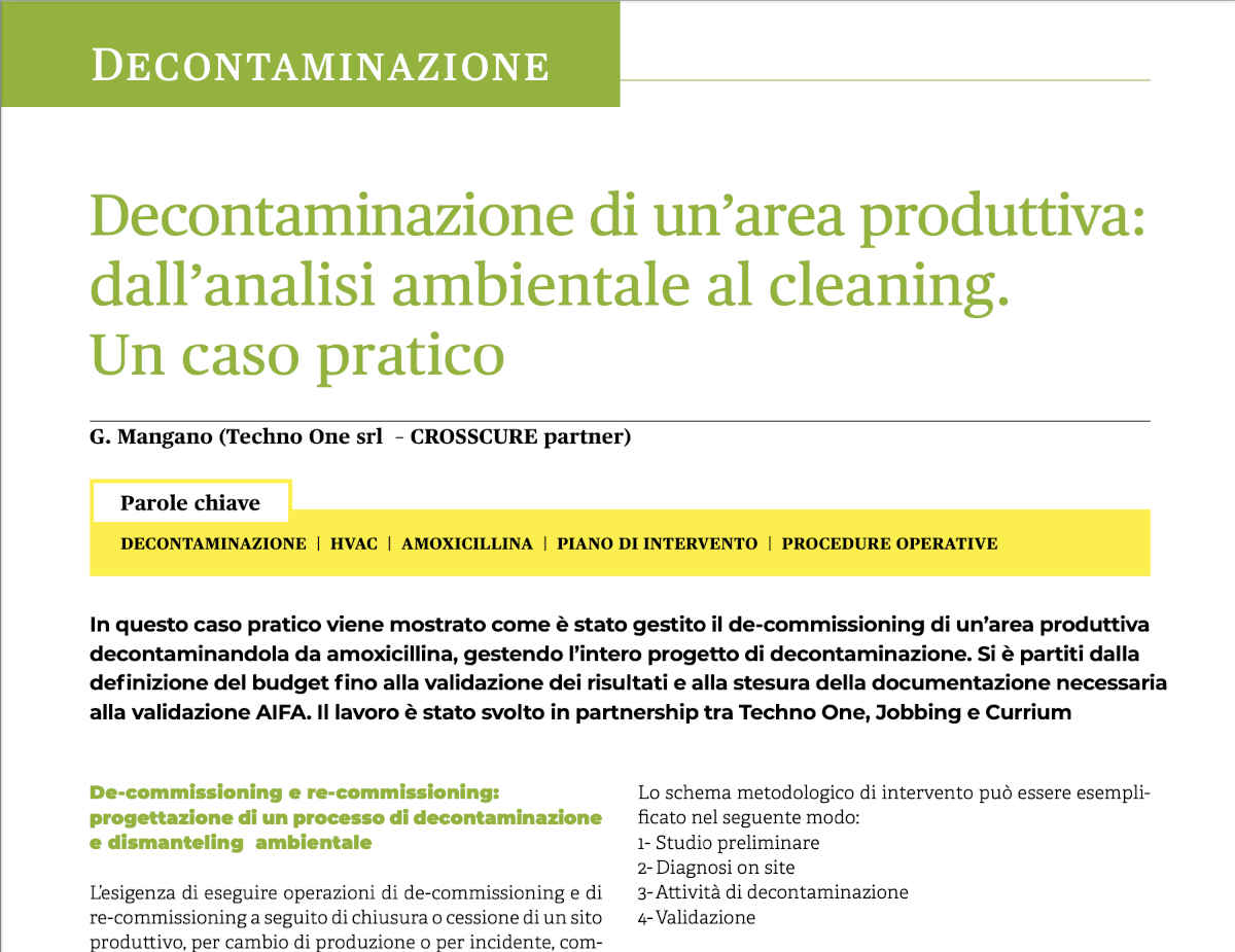 Un caso pratico di decontaminazione di un’area produttiva: dall’analisi ambientale al cleaning